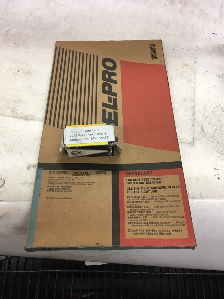 JUEGO DE JUNTAS COLECTOR EXH/INT SE ADAPTA A SIMCA 1204 1204c OHV 74mm 1969-1971 MS22788 Foto 2 de 3