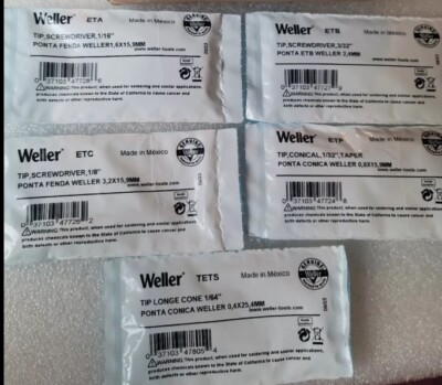 5 ORIGINAL Weller WE1010 Soldering 5 Tip Set  ETA, ETB ETC, ETP, TETS