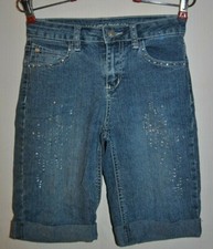 Girls ARIZONA Blue Jean Denim Shorts Size 12 Slim Embellished