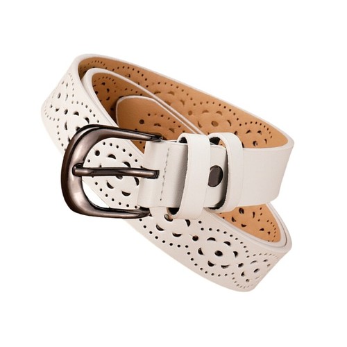 Ladies Leather Belt with Hollows Flower Durability Leather Stylish Waist Belt - Picture 4 of 13
