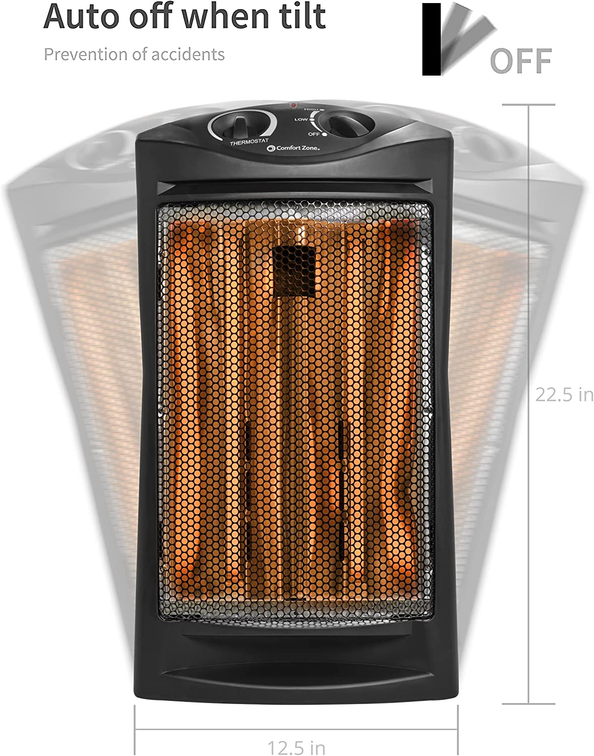 CZQTV007BK 1,500Watt Electric Quartz Infrared Radiant Tower Heater with 2 Heat eBay