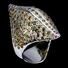 925 Sterling Silver Ring Round Yellow Sapphire Natural Gemstone Jewelry Size 9.5