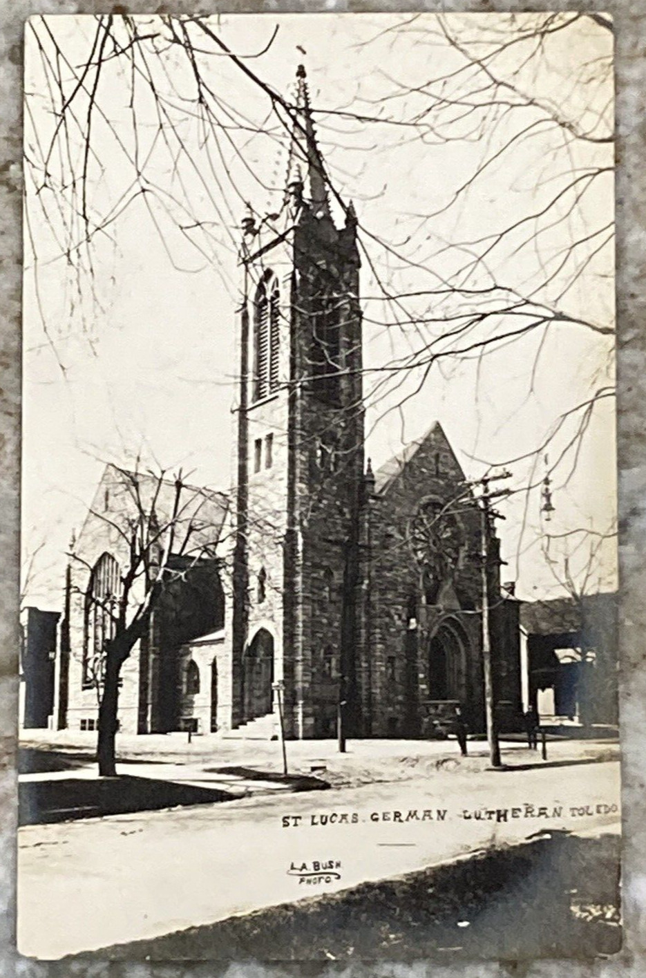 St. Lucas German Lutheran Church Toledo Ohio LA Bush AZO RPPC Postcard 1272