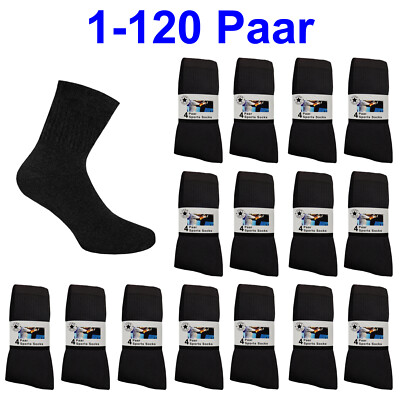 Herren Socken Sport Tennis Freizeit Arbeit schwarz weich Größe 39-42 43-46 47-50