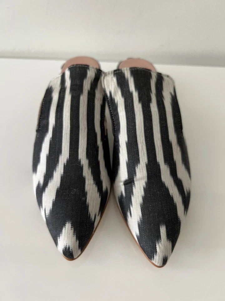 Zapatillas Zapatos SUZANI ART Cuero Seda Ikat Mules, 39 (8 1/2), Hechas en Turquía Foto 3 de 4