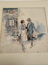 ANTIQUE ART DECO PAINTING ILLUSTRATION ROMANCE JOSEPH L KRAEMER LISTED FAMOUS