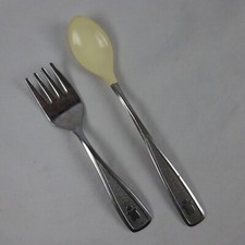 Vintage '80 the First Years Deluxe Stainless Baby Fork and Spoon Set Japan