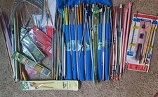 HUGE Lot Knitting Needles Many Sizes Circular Single Point Vintage Inc Wrap Case