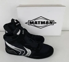 Matman Wrestling Shoe S050 Striker Split-Sole Design Black Silver Men's Sz 10