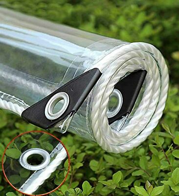 Wetterfeste Transparente PVC Plane mit Ösen Faltbar Regenschutz Abdeckplane