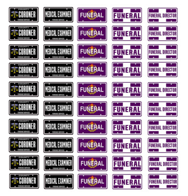 1/43 scale model car coroner funeral director license plates tags 