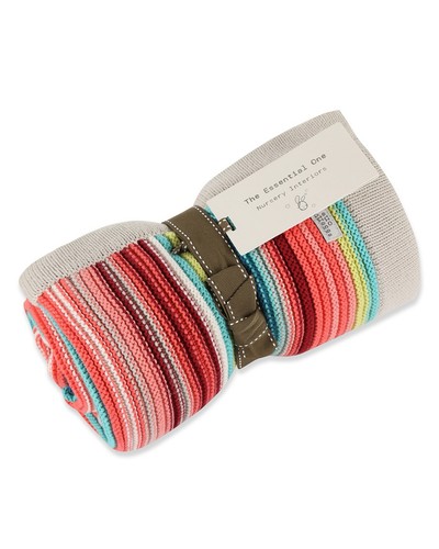 The Essential One E084 Unisex Pram Multi-Purpose Knitted Striped Blanket