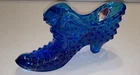 Vintage Fenton Cobalt Blue Hobnail Cat Head Shoe Slipper Figurine