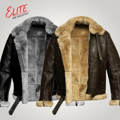 B3 Bomber Jacket Mens - Genuine Sheepskin RAF Aviator Flying Jacket