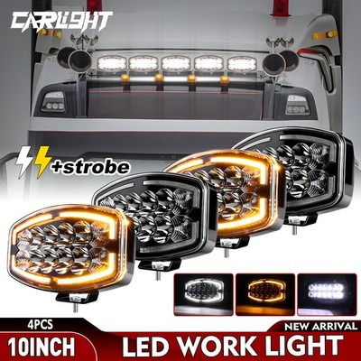 4x 10 Zoll Jumbo Oval LED Scheinwerfer DRL E-Prüfzeichen E9 Offroad LKW 12V/24V