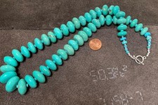 Gorgeous graduate size turquoise color Howlite bead necklace/22" y228b-w6.5 