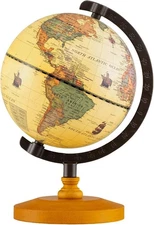 Goplus Antique World Globes, 6 Inch Mini Vintage Rotating Globe w/Curved Alloy S