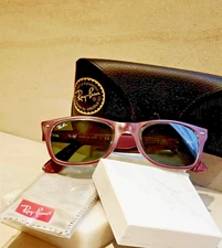 Ray-Ban RB2132 New Wayfarer Classic Sunglasses / Burgundy+Clear w/ Green Lenses