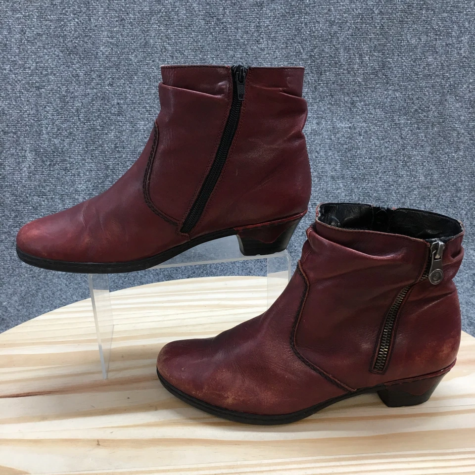 Rieker Botas Mujer 39 Lynn 60 Botín Borgoña Cremallera Lateral Informal Tacones Bloque Foto 4 de 4