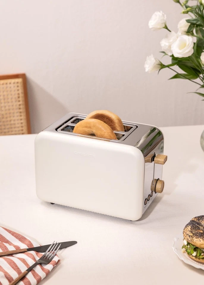 CREATE TOAST RETRO Toaster Cremeweiß / 6 Leistungsstufen, Krümelschublade, 850 W - Bild 2 von 4