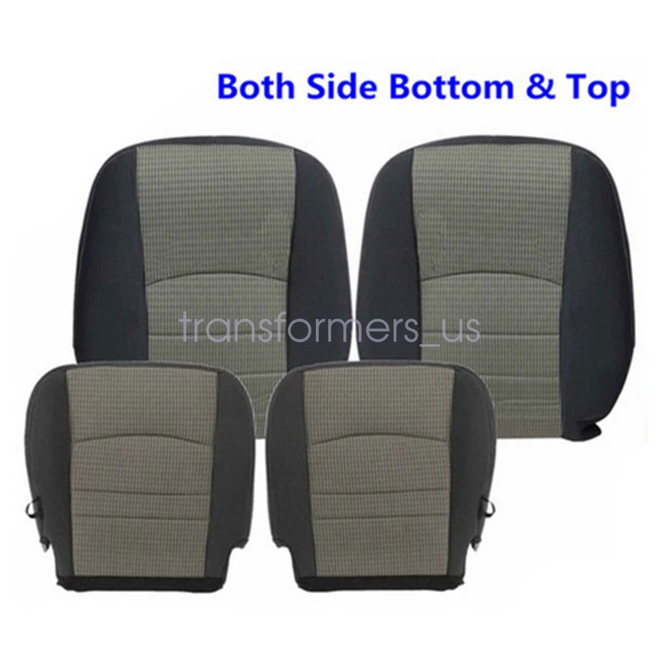 For 2009-2012 Dodge Ram Front Bottom + Top Seat Cover Gray With Foam Cushion Foto 4 de 4