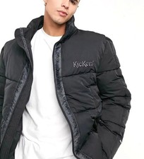 NEW KICKERS Men's Puffer Jacket In Black/Grey SIZE L