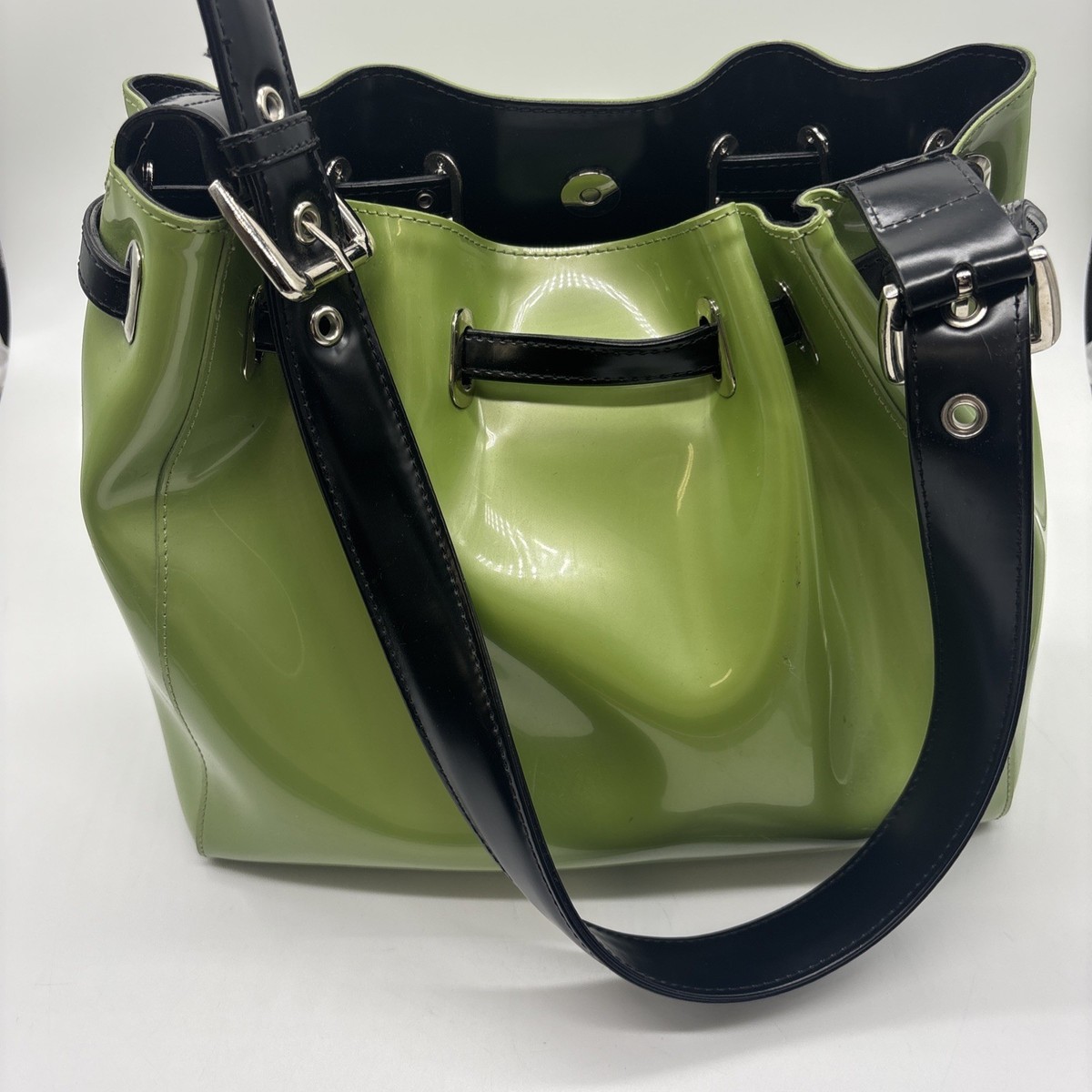 Beijo Classic Patent Leather Statement Backpack Avocado Green Black Beijo Vintage Retired Olive Patent Leather | Mercari main image 4