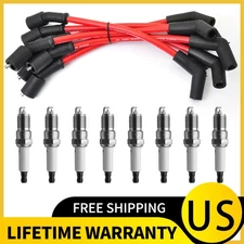 8Pack Spark Plug Set + 10.5mm 48322 Wires For 2000-2009 CHEVY GMC 4.8L 5.3L 6.0L