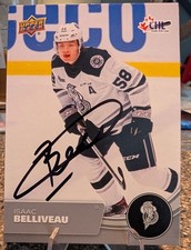 AUTOGRAPHED Isaac Belliveau 21-22 Upper Deck CHL SIGNED 118 AUTO PENGUINS SABRES