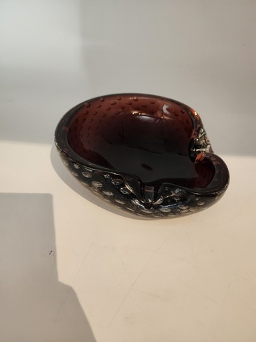 Purple Amethyst Murano Bullicante Glass Bowl Ashtray - Picture 3 of 10