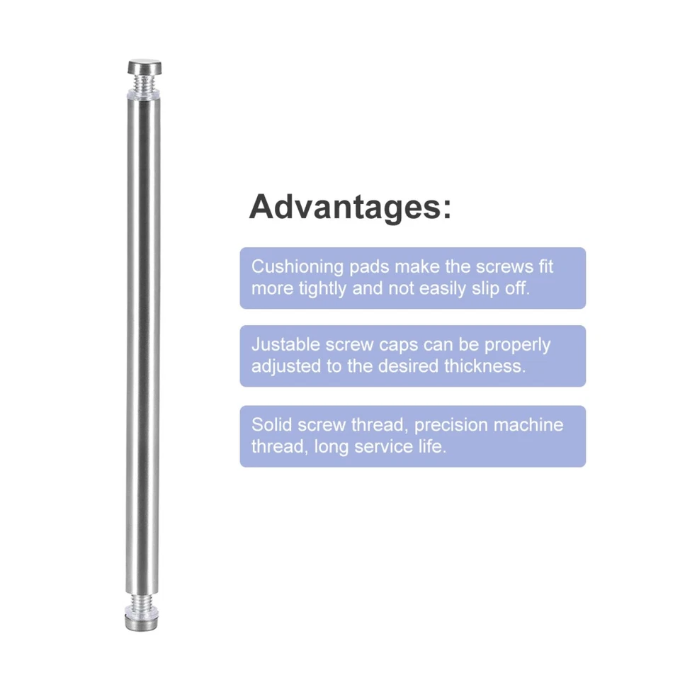 Separador Vidrio Doble Cabeza Acero Inoxidable Separador Soporte 12mmx204mm 8pz. - Imagen 4 de 4