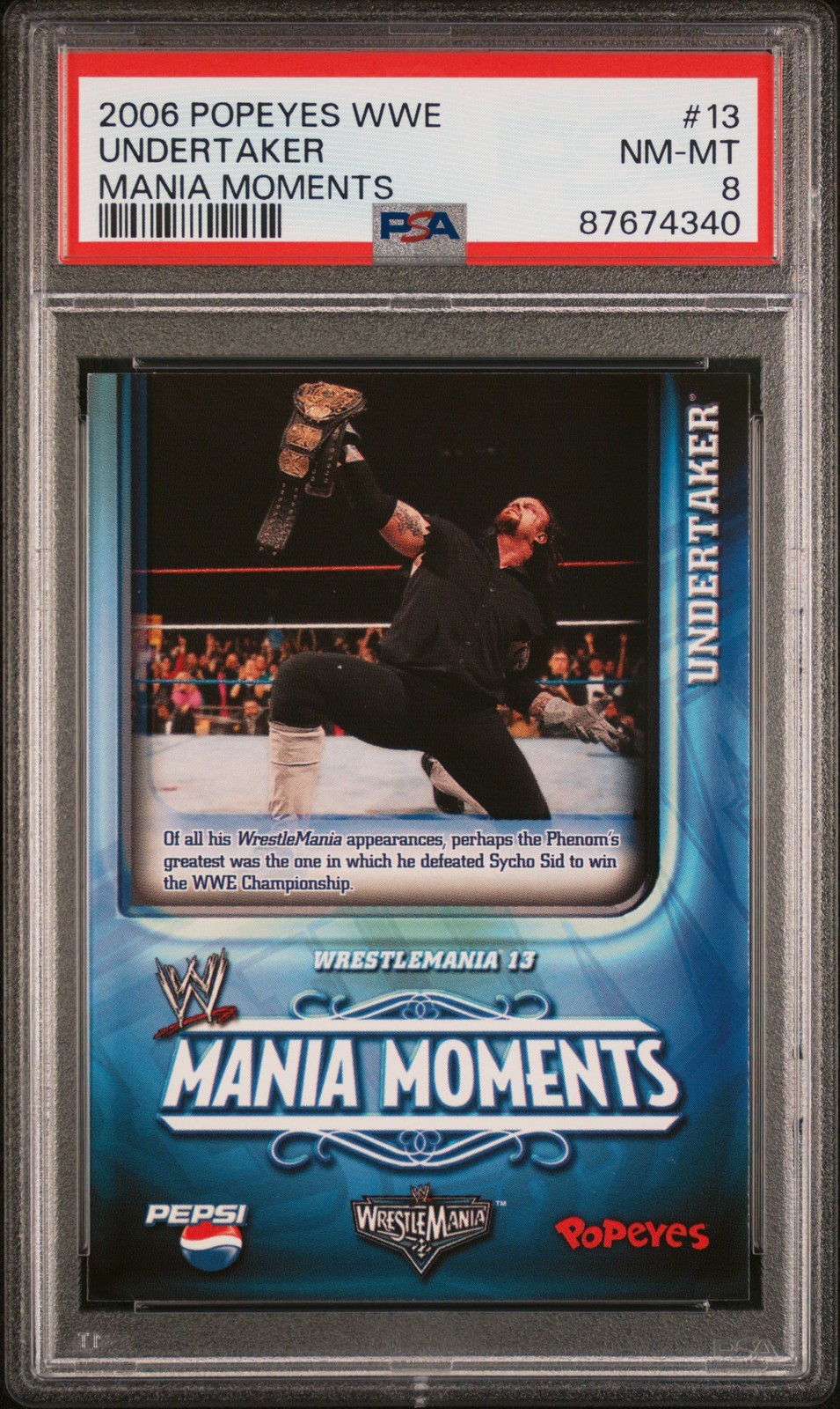 2005 Popeyes Wwe Mania Moments #13 Undertaker PSA 8 view 1