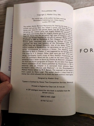 Poor Things Alasdair Gray First Edition Third Print Bloomsbury Hardback 1992 - Foto 7 di 10