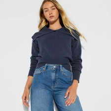Women's Button-Down Collar Henley Sweater - Wild Fable