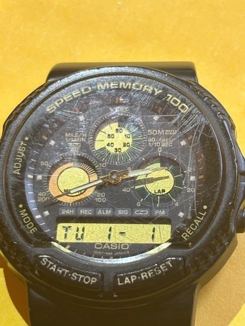 Orologio Vintage Casio Speed Memory 100 (384) Analogico-Digitale parzialmente funzionante - Immagine 2 di 4