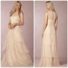 Donna Morgan BHLDN Hyacinth W2216M Almond Tiered Tulle Gown NWT Size 4
