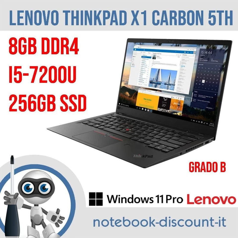 Lenovo ThinkPad X1 Carbon · i5-7200U · 8GB · 240GB, foto 1 di 5