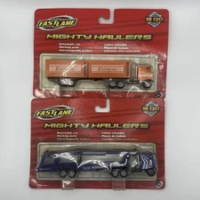 2 NEW FastLane Mighty Haulers Die Cast " EXPRESS " Semi Trailer Truck/Trailer