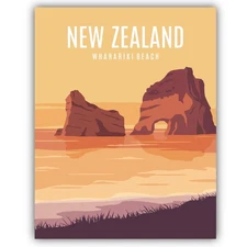 New Zealand Vintage Art Poster Shaped Vinyl Sticker