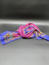 Vintage Paisley Scarf 54  Magenta Purple Blue Boho Retro Fringe Wrap Vibrant 