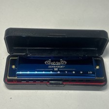 Mouth Organ Harmonica 10 Hole Blue Musical Harmonicas With Case
