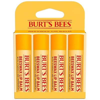 4x Burt s Bees Beeswax Lippenbalsam Feuchtigkeit Vitamin E 4,3 g