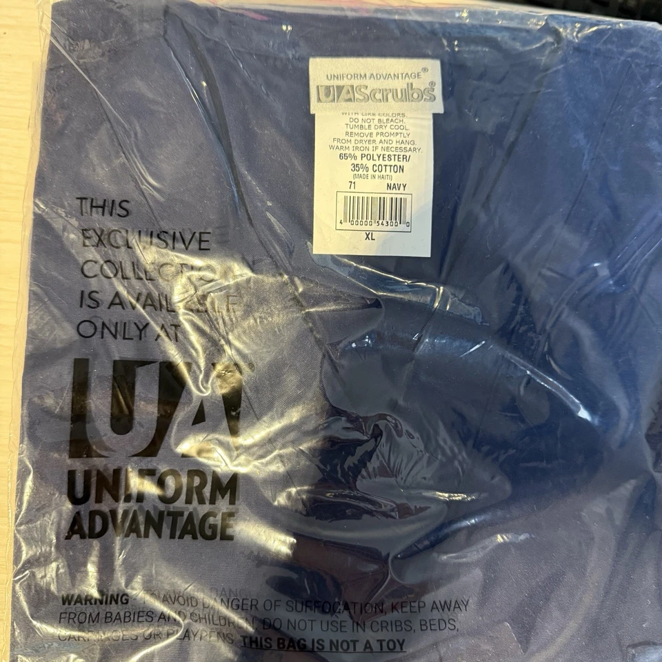 Lote de 5 blusas uniformes Advantage gola V novas com etiquetas azul marinho #71 poliéster algodão - Imagem 3 de 4