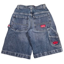 Vintage JNCO Shorts Youth Y2k Baggy Skater Wide Leg Denim Embroidered Crown 26