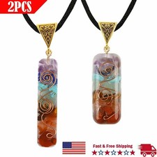 2pcs 7 Chakra Orgone Energy Generator Pendant Copper Coil Orgonite Necklace