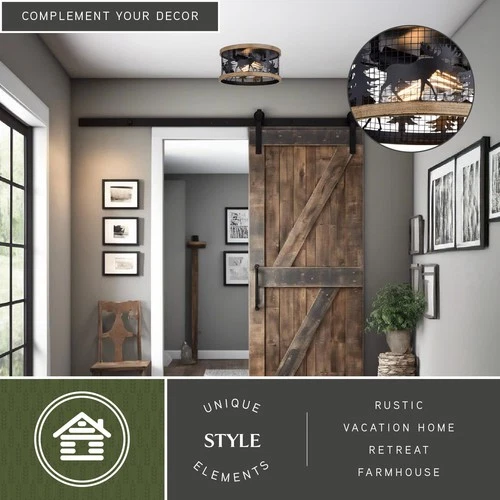 Vaxcel Lighting C0307 2 Light 12"W Flush Mount Drum Ceiling - Black and - Picture 10 of 11