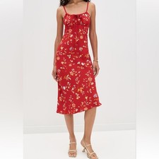 Reformation Camira Crepe Midi-Dress in Borsa Floral Red | Size 0