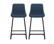 Clearance *SET OF TWO* Soho Bar Stool Navy Blue Faux Leather (AC3-08) (1)