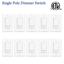 10-Min Install Dimmer Switch Single Pole with Neutral Wire  ETL Certified 10PCS