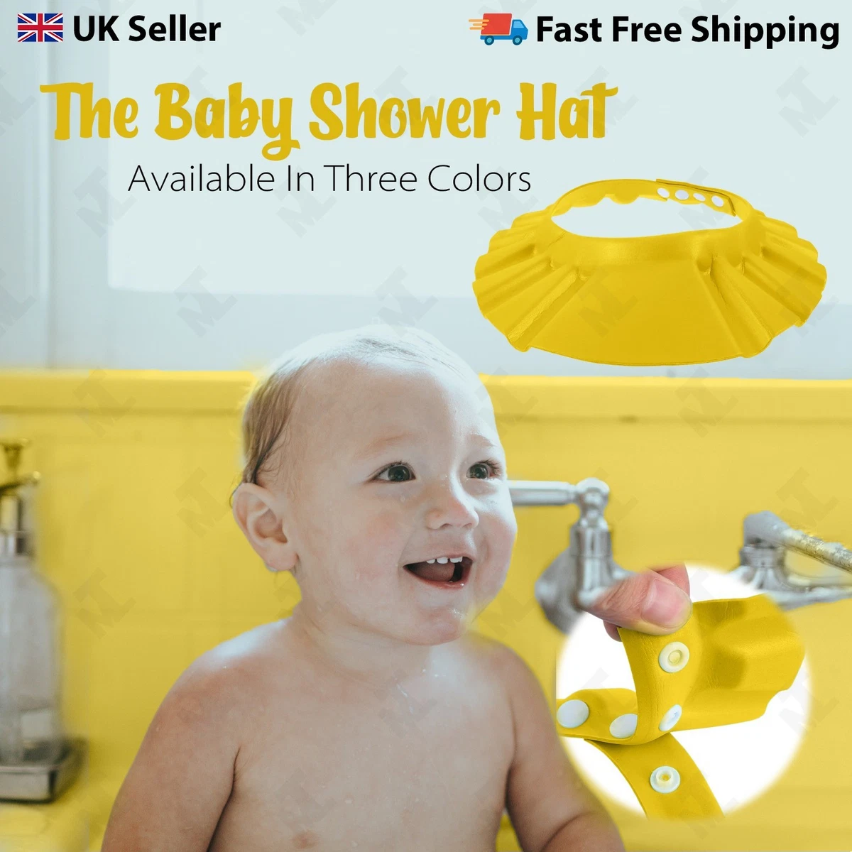 Baby Duschhaube, Bademütze verstellbar Kinder Badekappe Schutz wasserdicht Schild